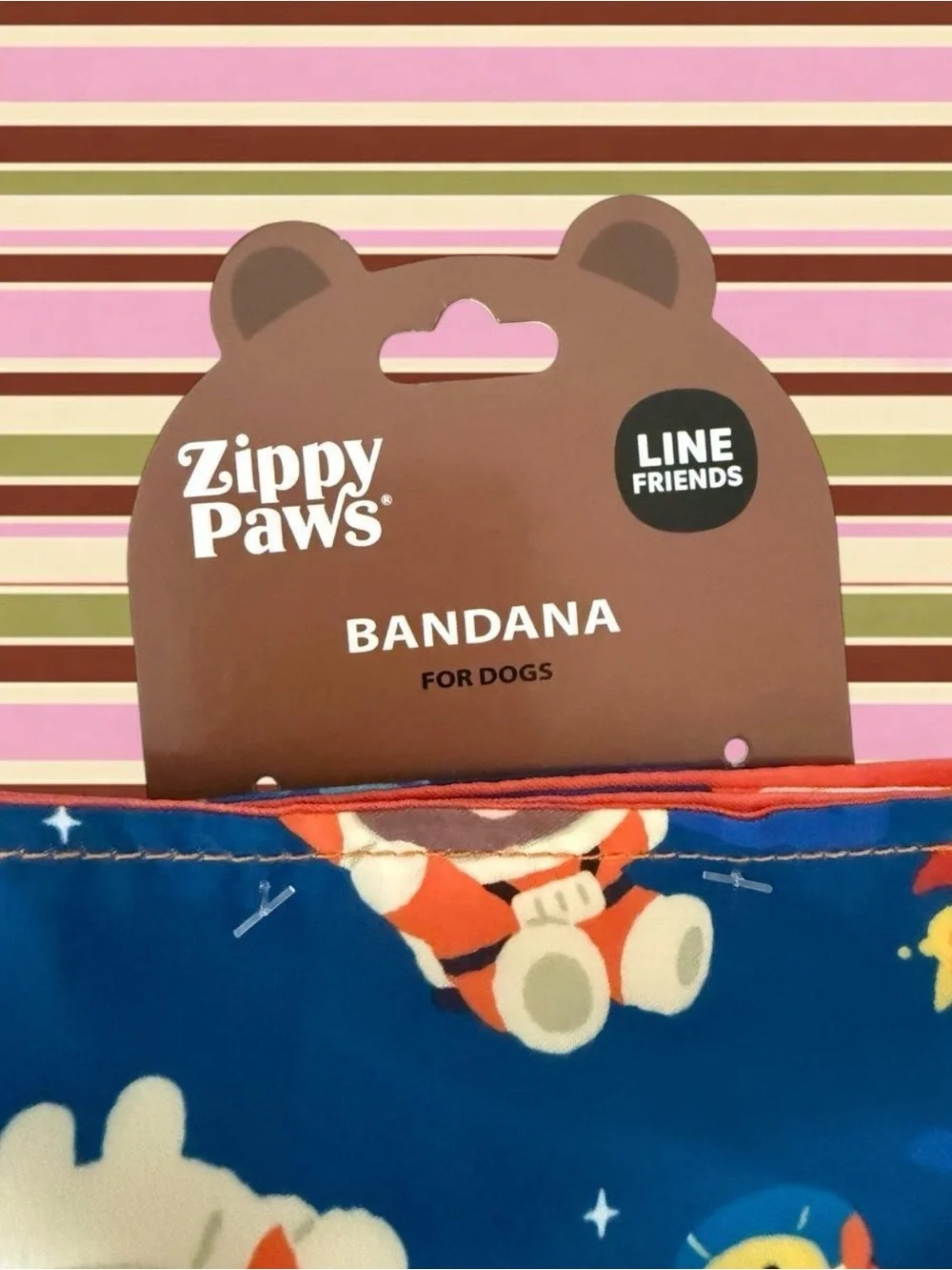 Zippy Paws Bandana for Dogs Line Friends Bear Brown's Space Odyssey